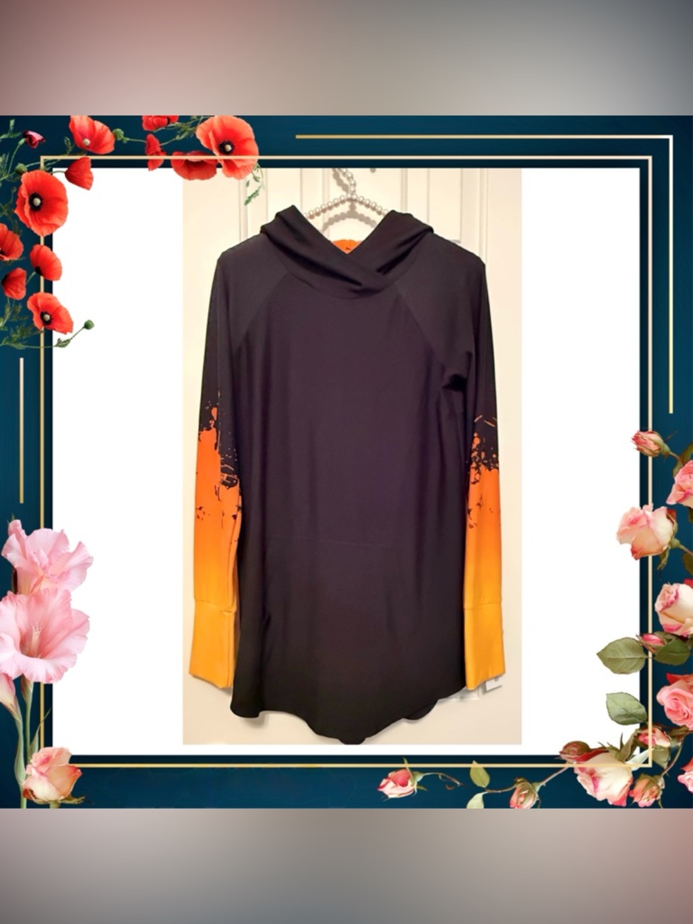 Hoodie - Lularoe Amber hoodie - black orange lightweight Small - new w/tags